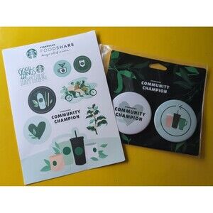 Starbucks Community Champion Pins and Stickers Set